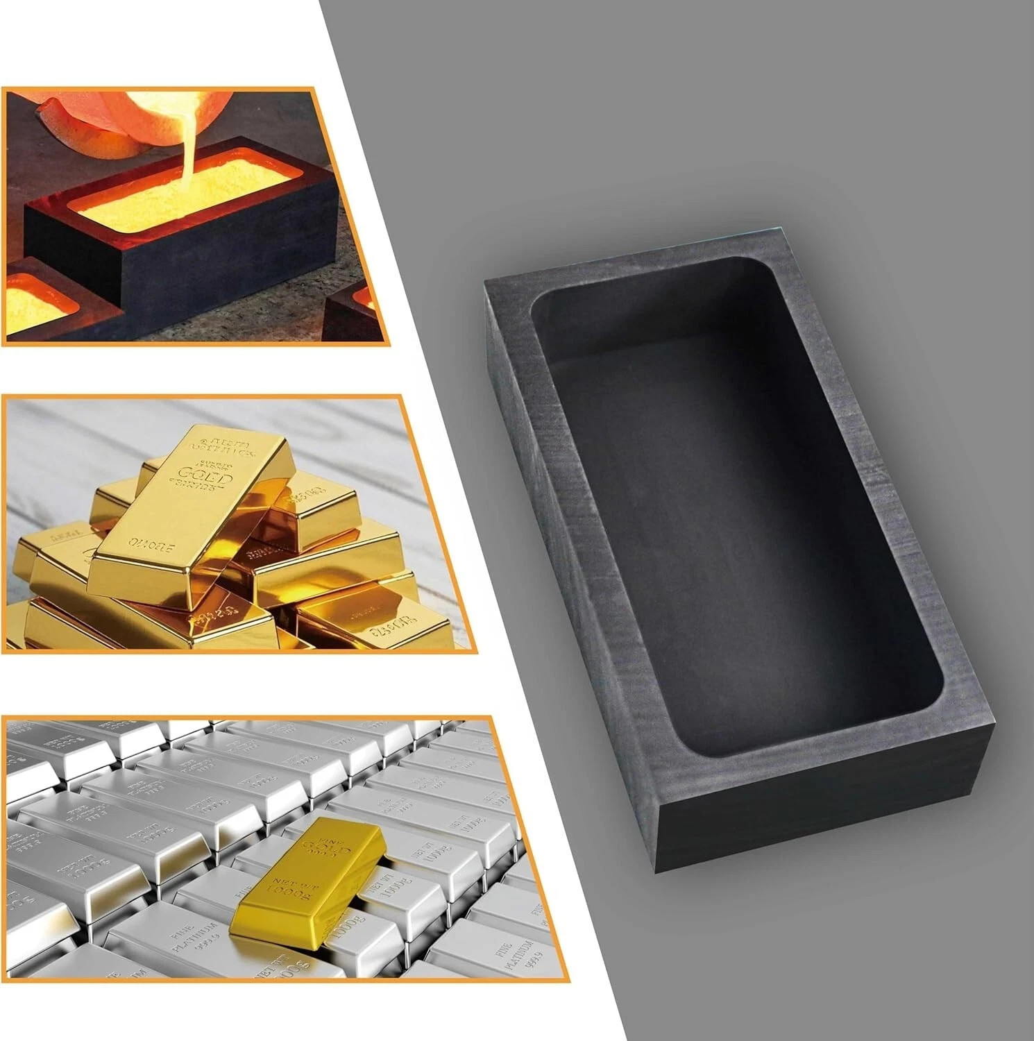 1kg Graphite Mold for Metal Casting, Melting and Refining Gold Silver Tools