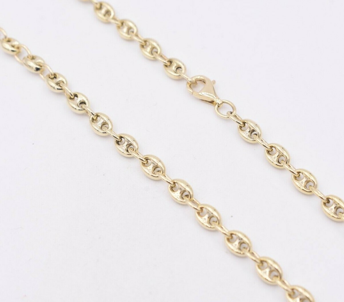 4mm Puffed Mariner Anchor Link Chain Necklace REAL Solid 10K Yellow Gold
