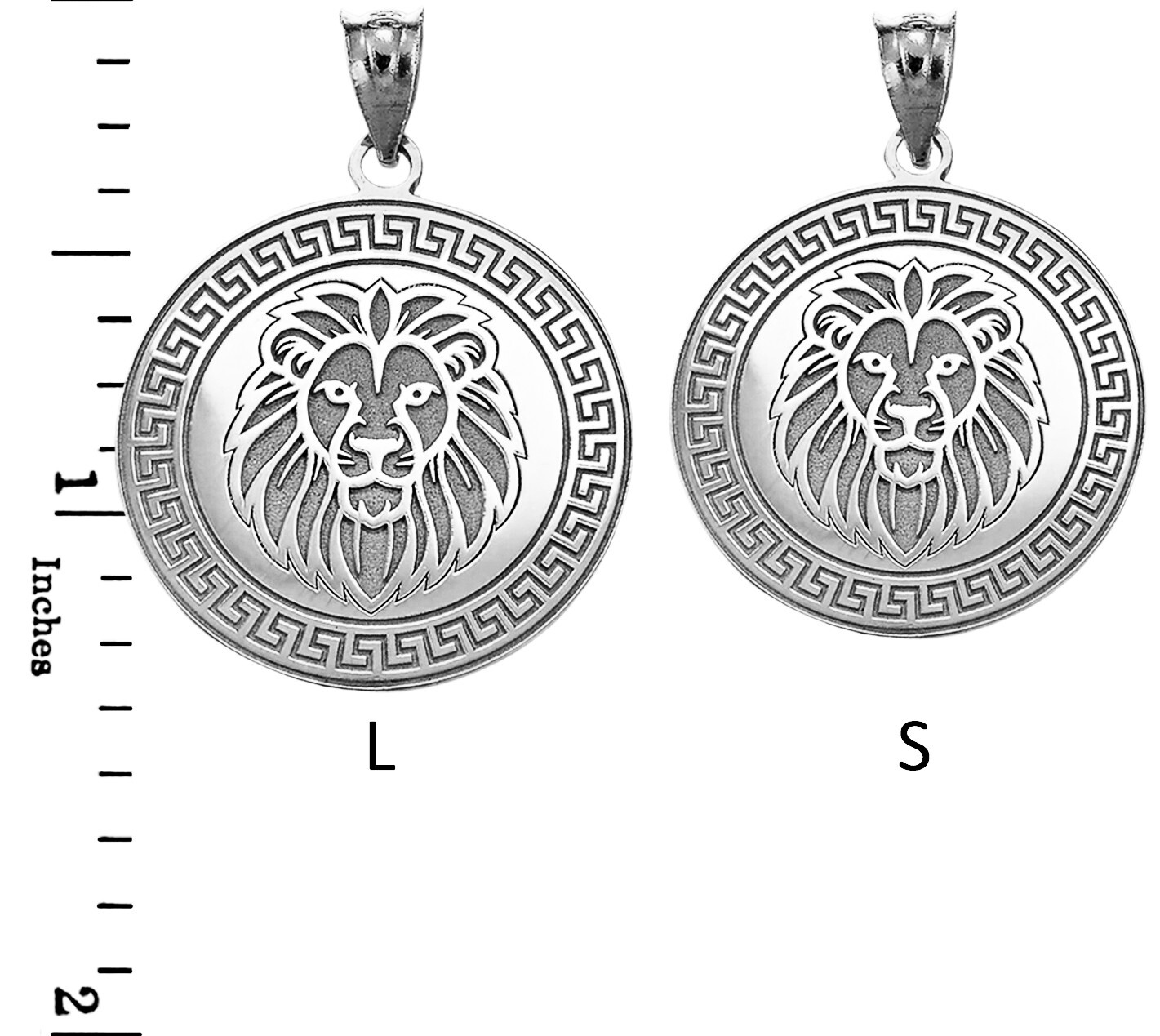 Solid Sterling Silver Lion Medallion Pendant Necklace (S/L)