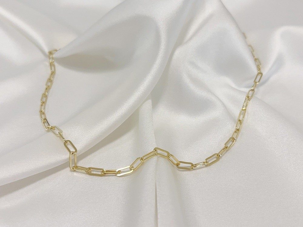 Real Genuine 10K Solid Yellow Gold Paperclip Chain Necklace 22inch 4mm