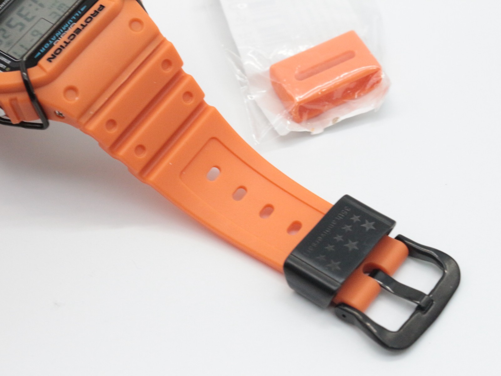 Customized G-SHOCK DW-5600E Orange Bezel Band with Metal Ring Bullbar From Japan
