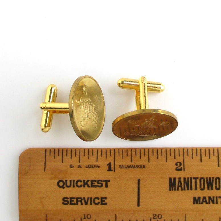 SOUTH KOREAN Coin Cuff Links – Repurposed Republic of Korea Gold Tone Coins
