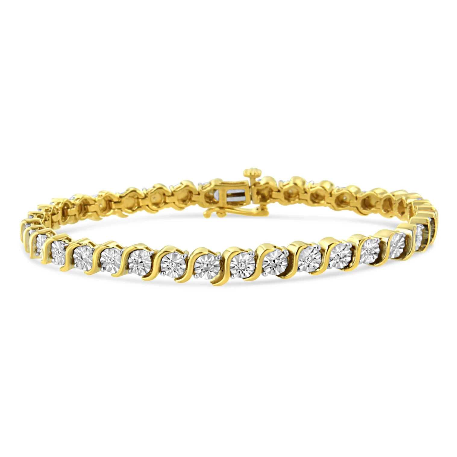 9TCW Round Lab Created Diamond 14K Yellow Gold Plated Women’s Tennis Bracelet