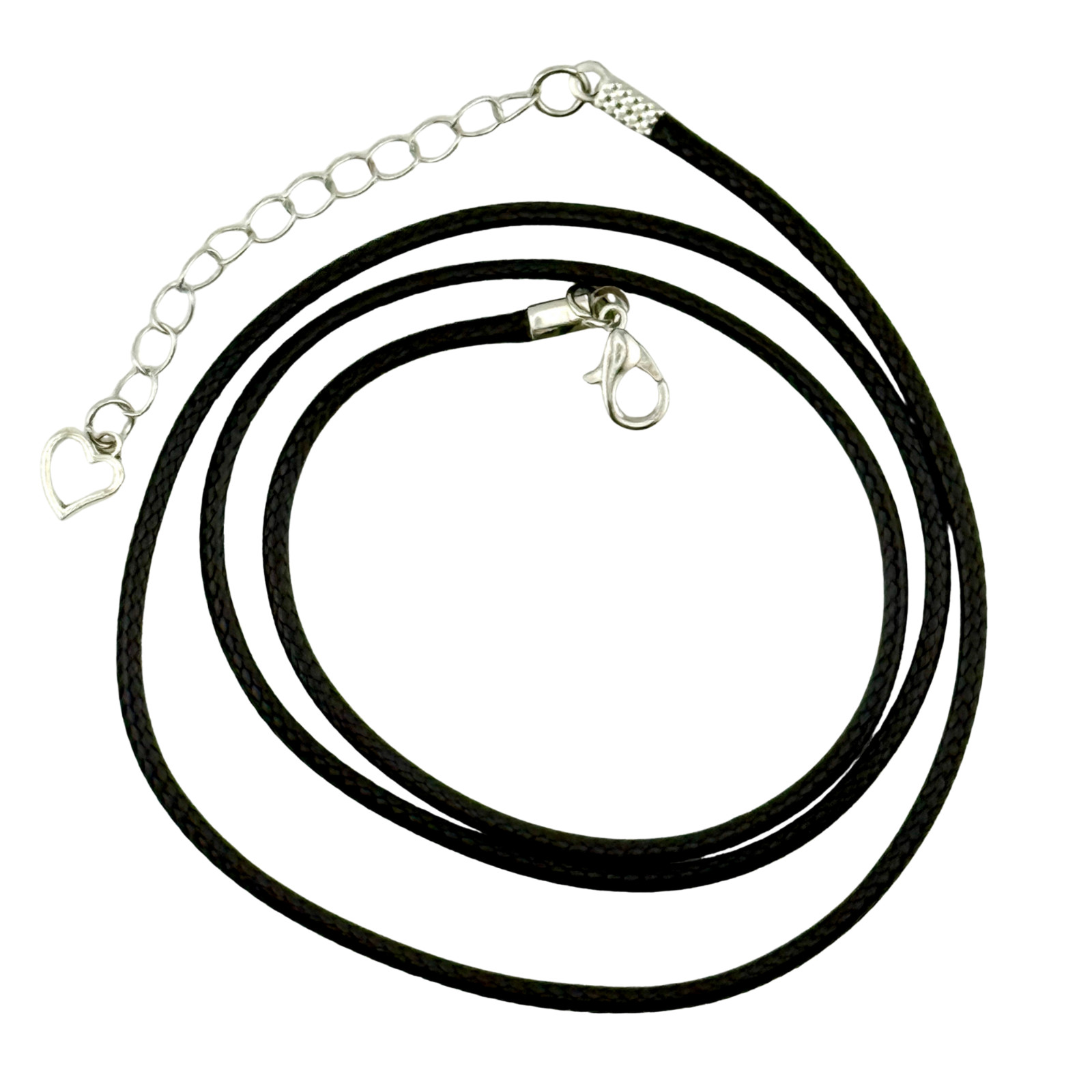 Pendant Necklace Handmade “Burbling Stream” Silver Bezel 25mm Black Cord