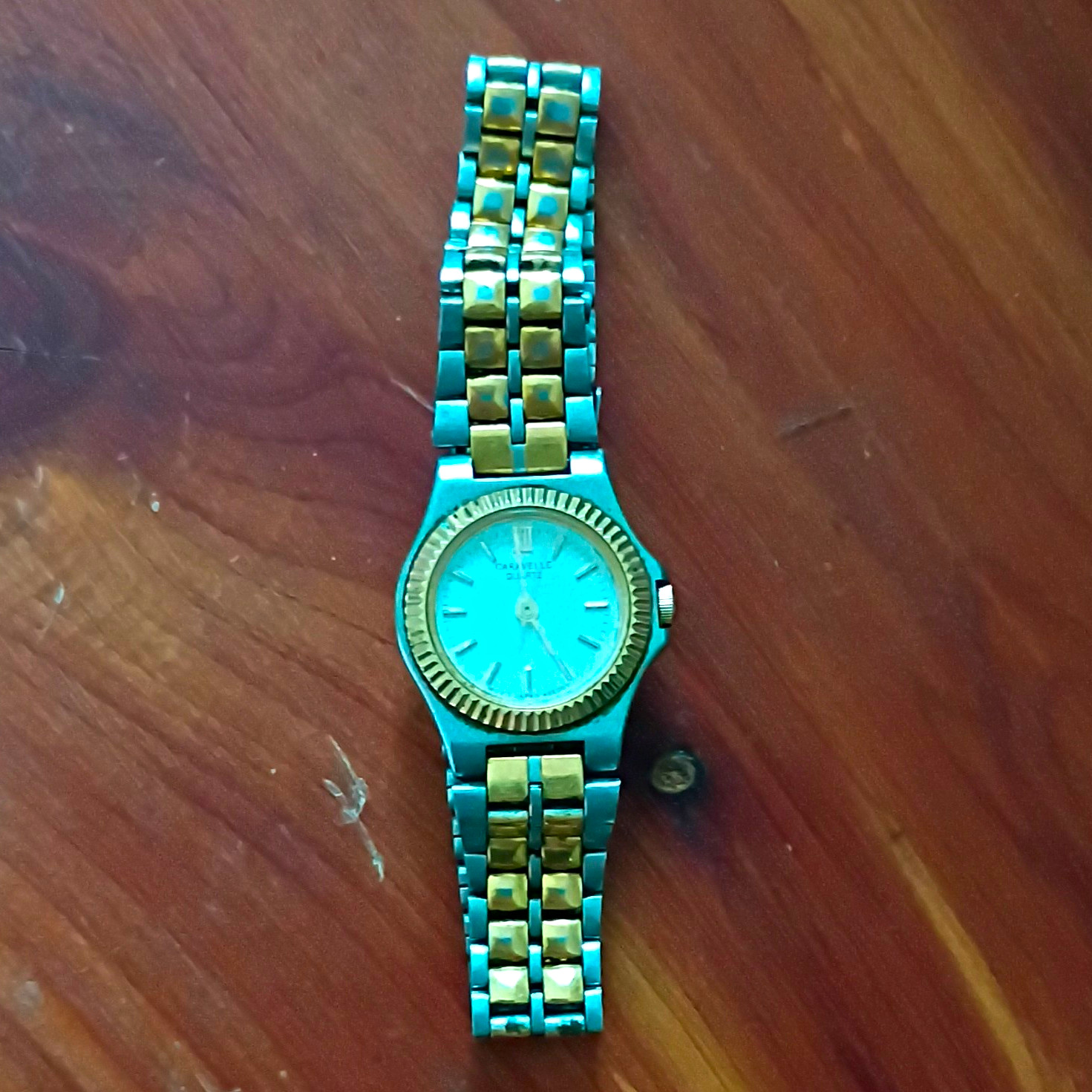 Bulova Caravelle Women’s Dress Analog Quartz Watch Two-Tone Bracelet, White Dial
