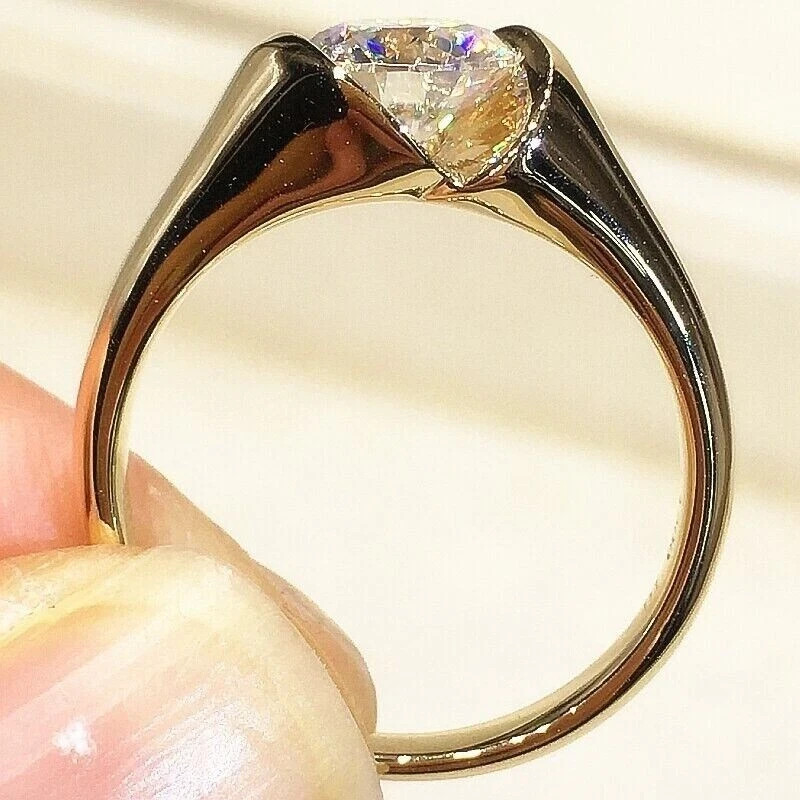 1.50Ct Lab Created Diamond Round Cut Men Engagement Ring 14K Yellow Gold Plated