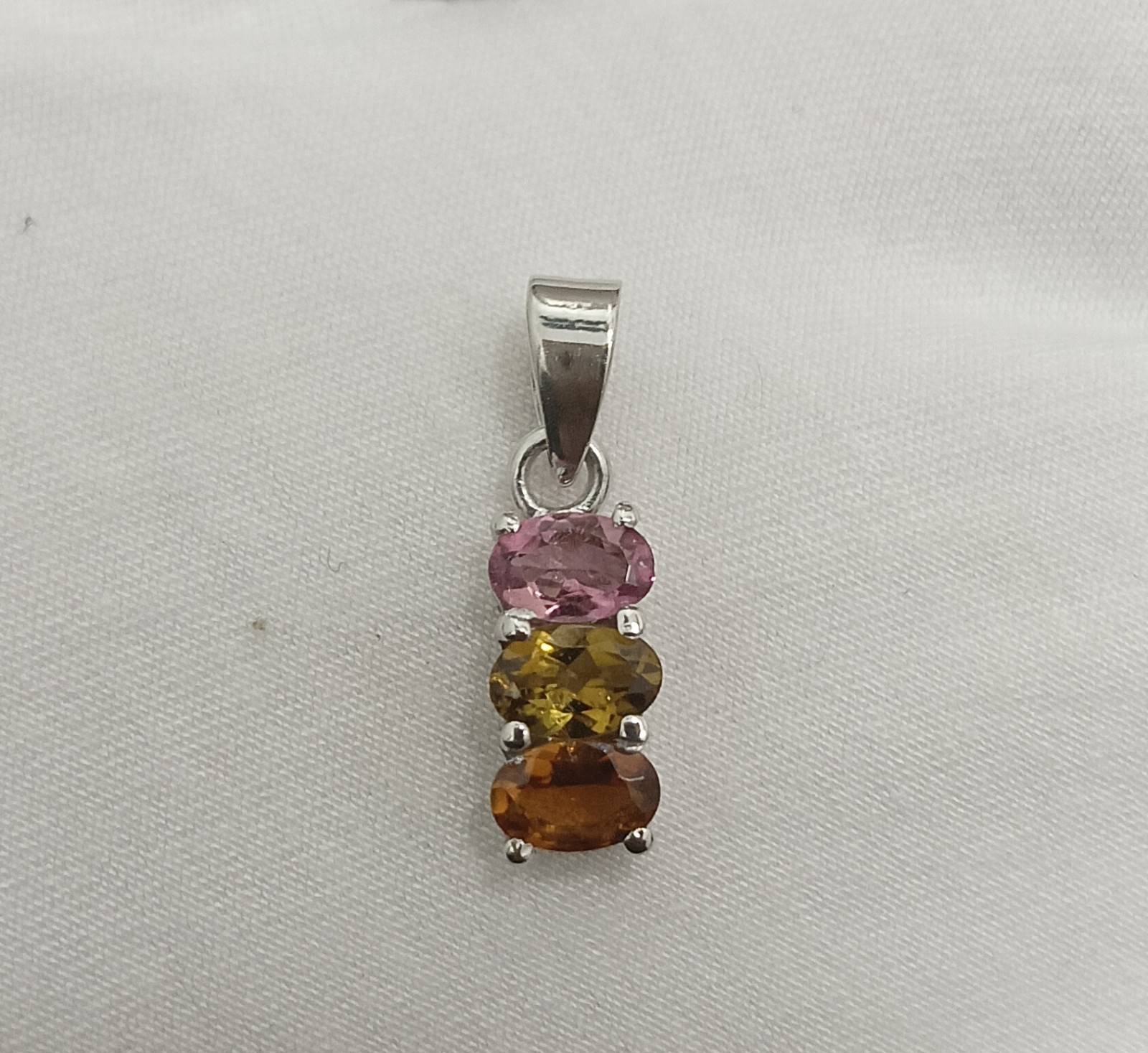 925 Sterling Silver Natural Multi Tourmaline Gemstone Woman Pendant NA-399