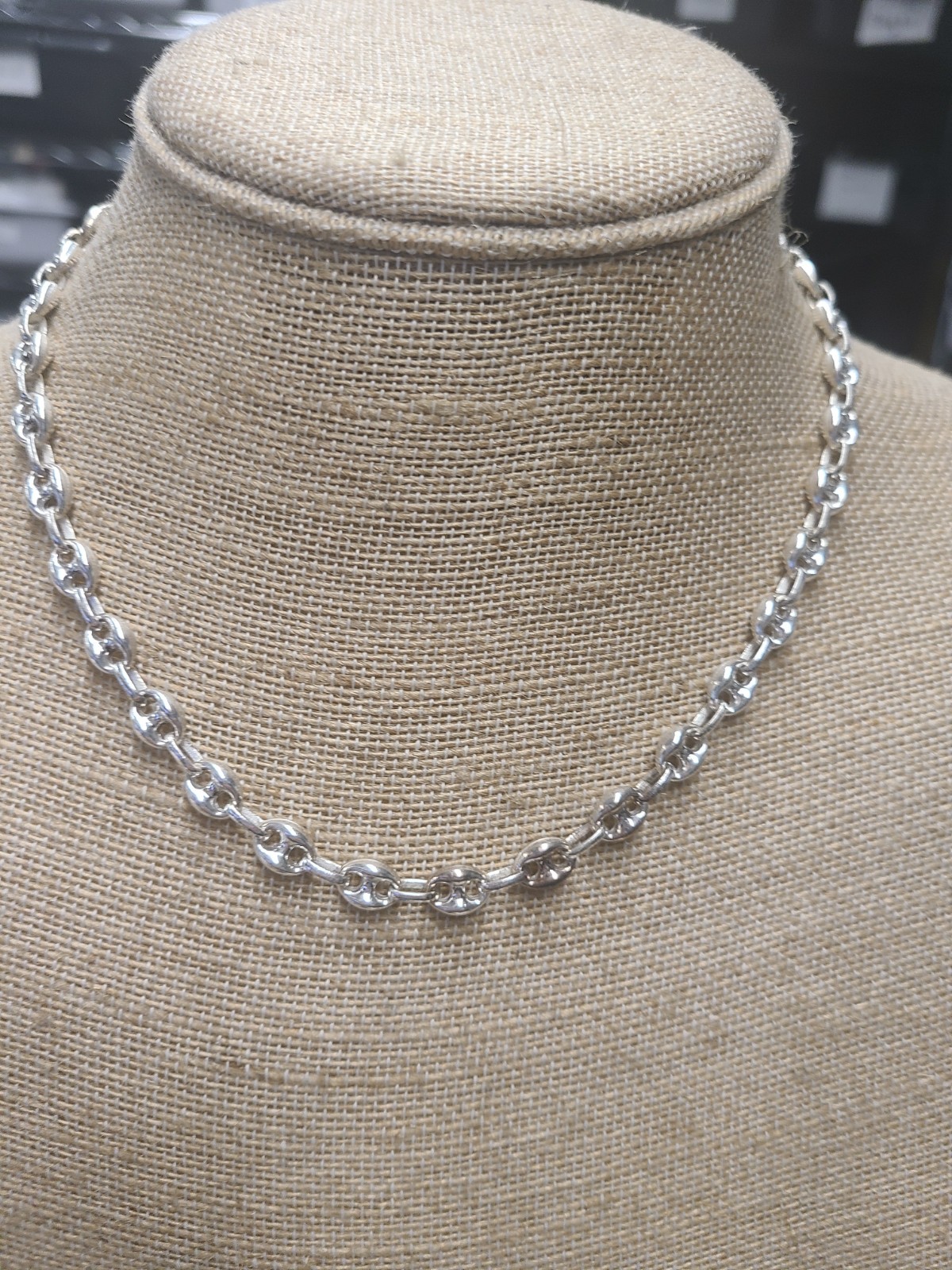 18″ Sterling Silver Puffed Anchor Mariner Necklace 21 grams