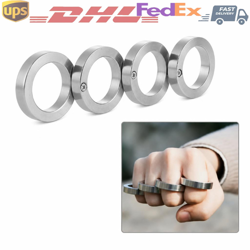 For Men Jewelry Stainless Steel Knuckles Rings Outdoor Rotatable Foldable Ring