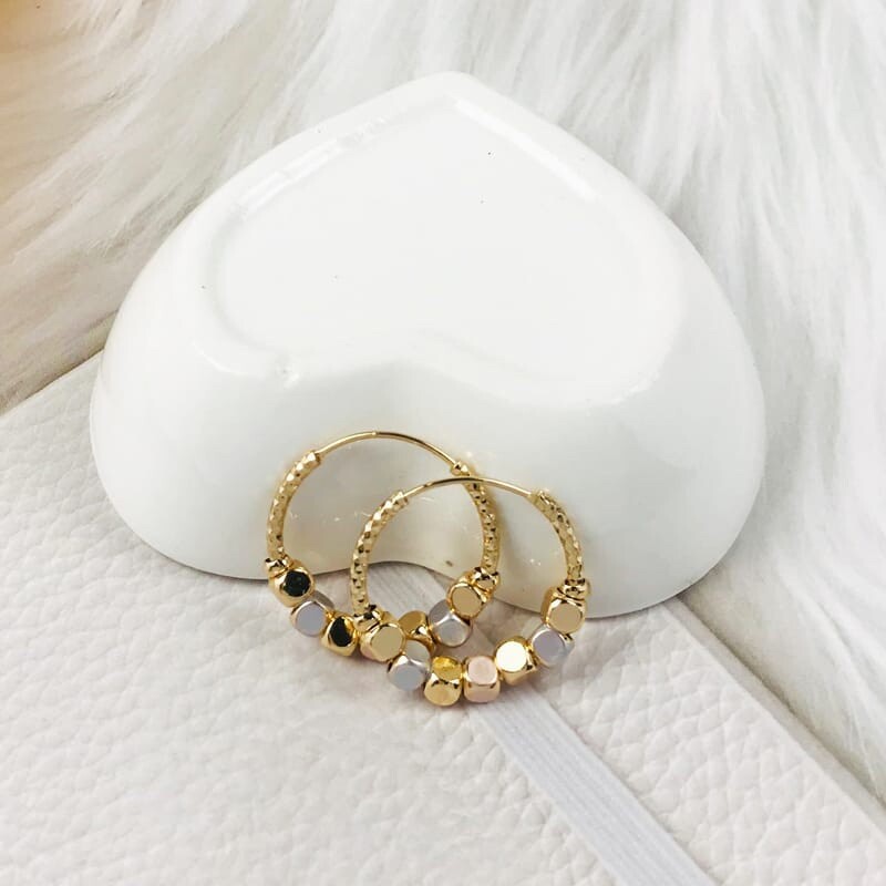 18k Layered Real Gold Filled Multi colors Hoop Earrings