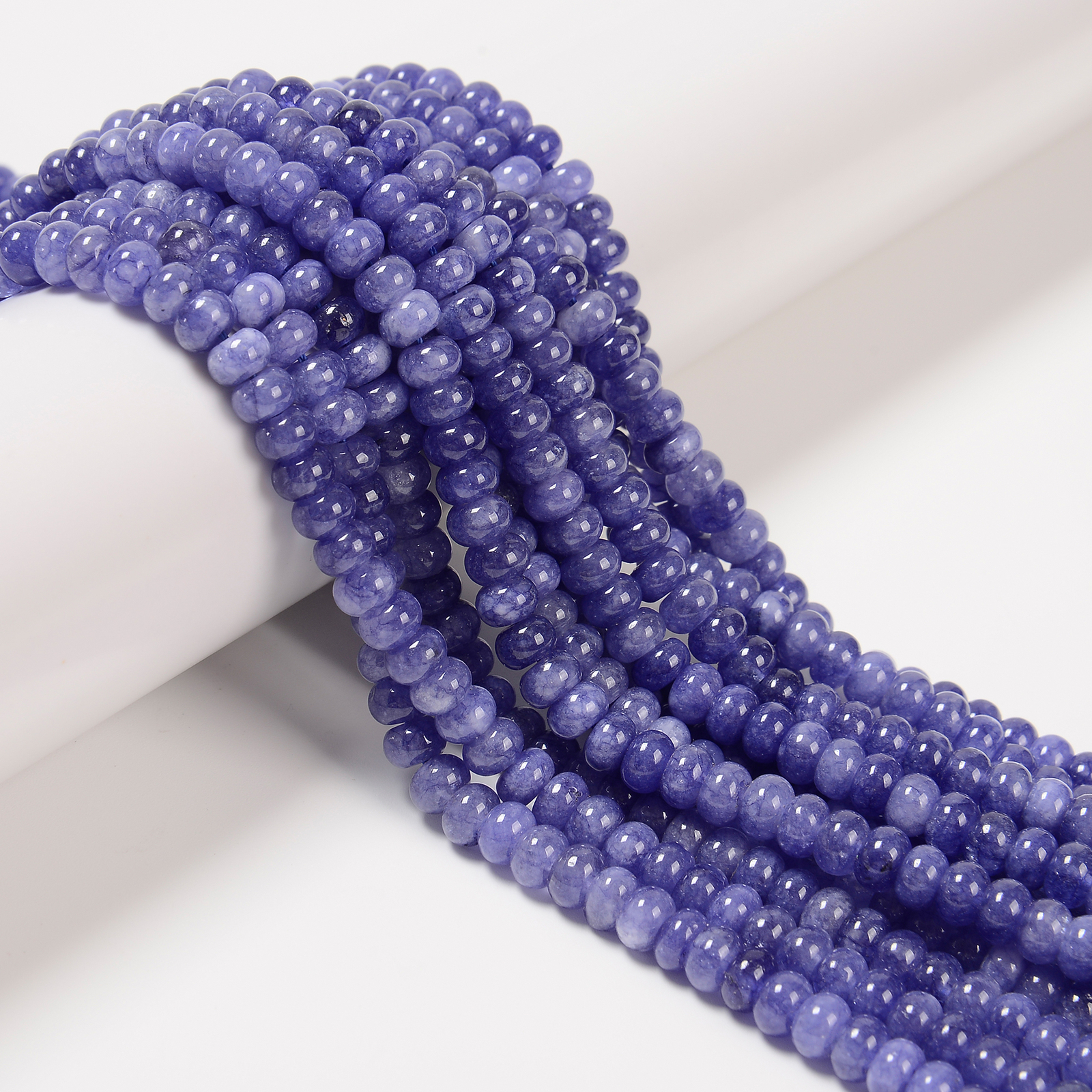 Tanzanite Color Dyed Jade Smooth Rondelle Beads Size 4x6mm 15.5” Strand