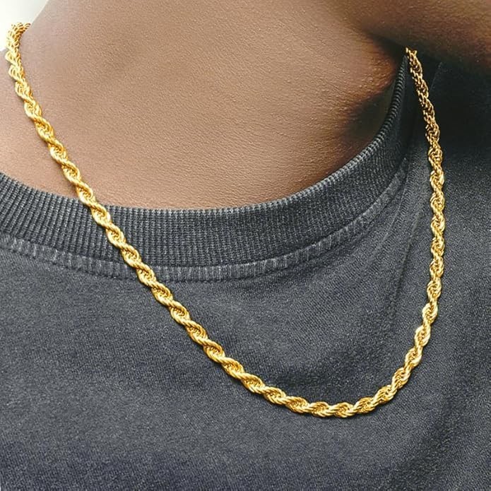 14K Real Solid Gold Diamond Cut Twisted Rope Chain Unisex 1.5-4.2Mm W 16‑36In