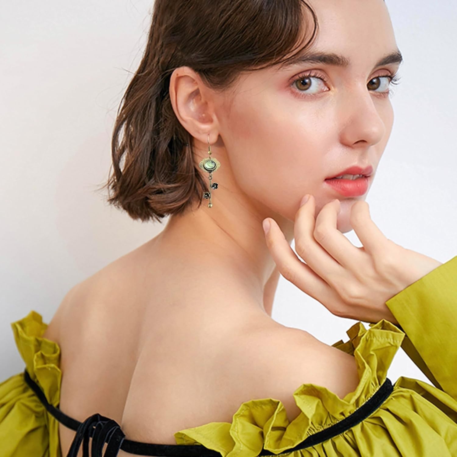 Asymmetrical Dangle Earrings – Handmade Vintage Silver Plum Blossom for Women