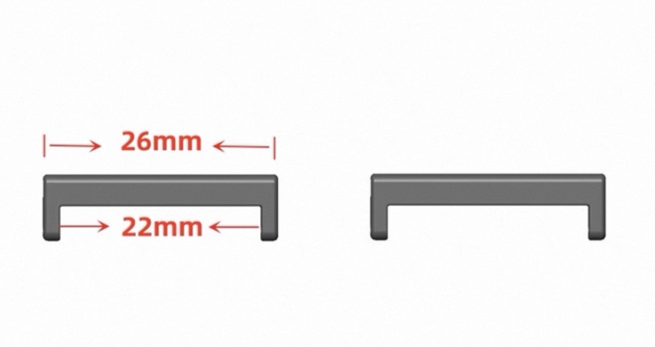 22 to 26mm Watch Strap Connector Adapter Stainless Steel Brushed Black