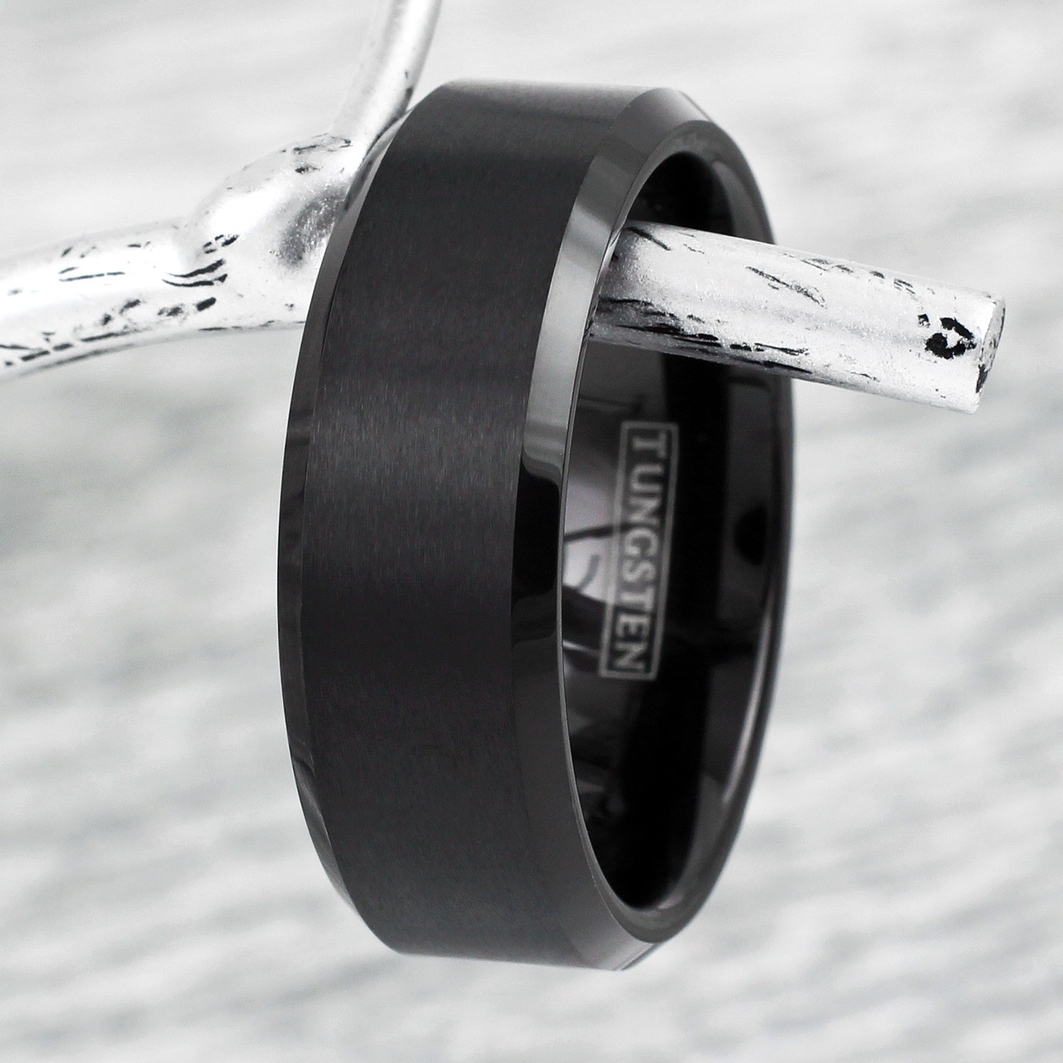 6/8mm Black Tungsten Carbide Brushed Comfort Fit Wedding Band Ring Men’s-Women’s
