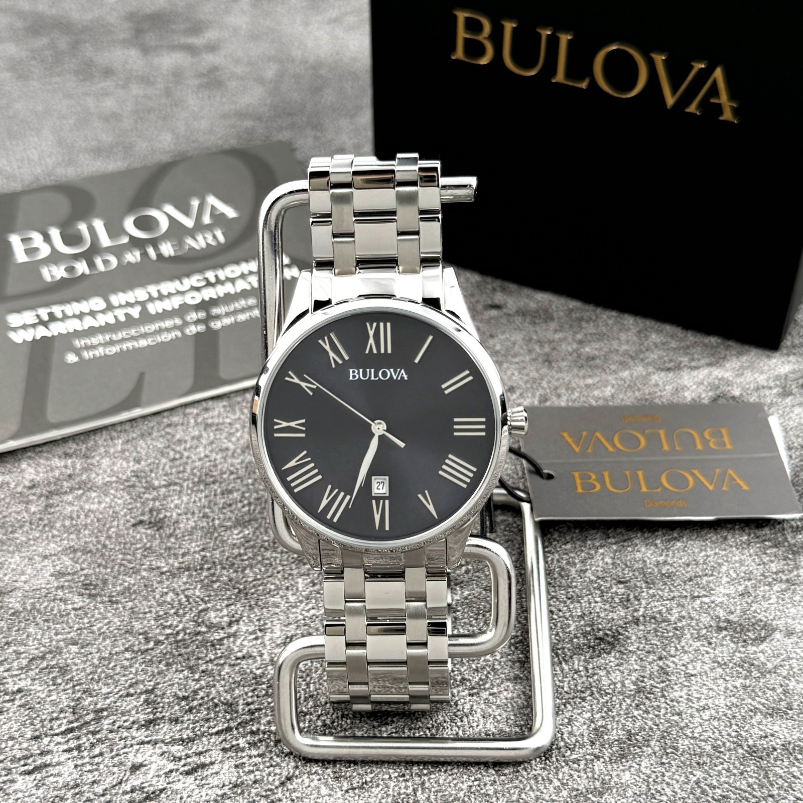 Bulova Classic Collection men Stainless Steel watch Gray Dial Men’s Watch 96B261