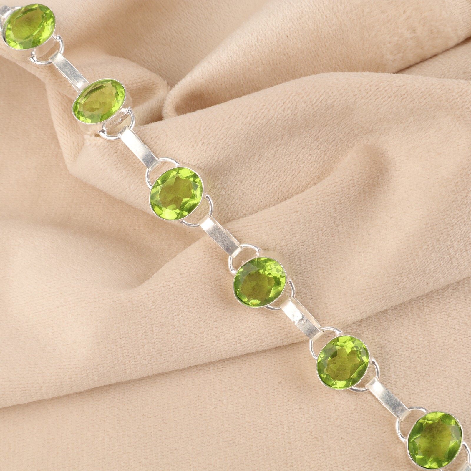 Ethnic Style Bracelet Peridot Natural Gemstone 925 Sterling Silver bracelet