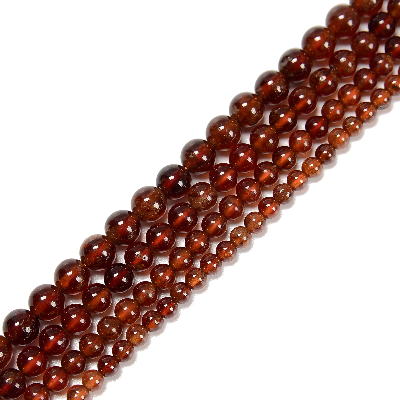High Grade Hessonite Orange Garnet Smooth Round 4mm 5mm 6mm 7mm 15.5 ” Strand
