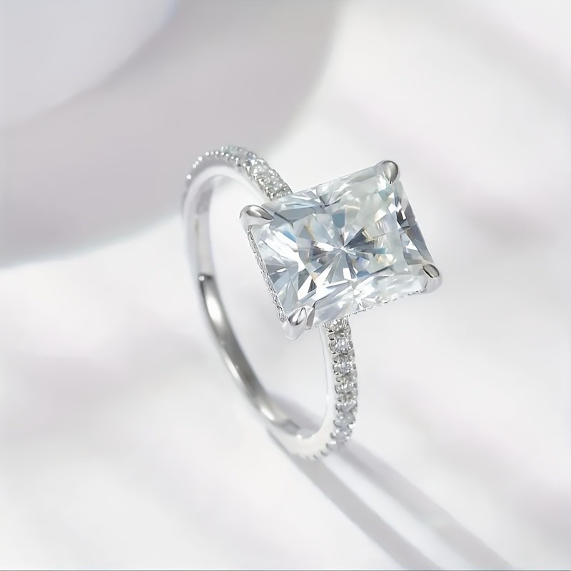 4 Carat Moissanite Ring In Sterling Silver Size 5 6 7 9 For Women