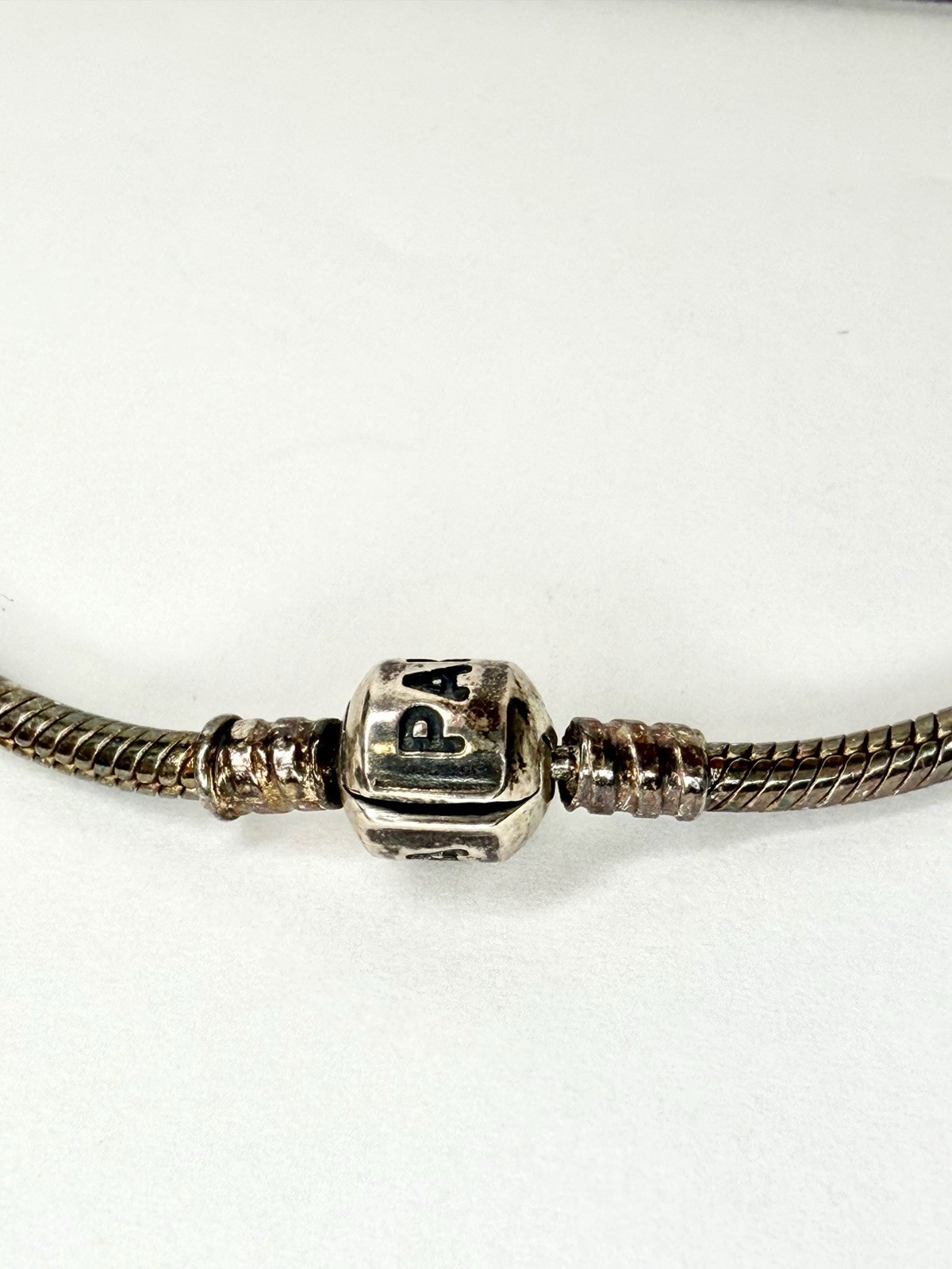 Pandora Sterling Silver Moments Snake Chain Barrel Clasp Necklace 17″