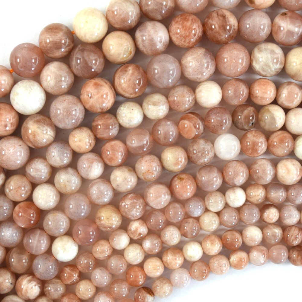 Natural Sunstone Round Beads Gemstone 15″ Strand 4mm 6mm 8mm 10mm 12mm