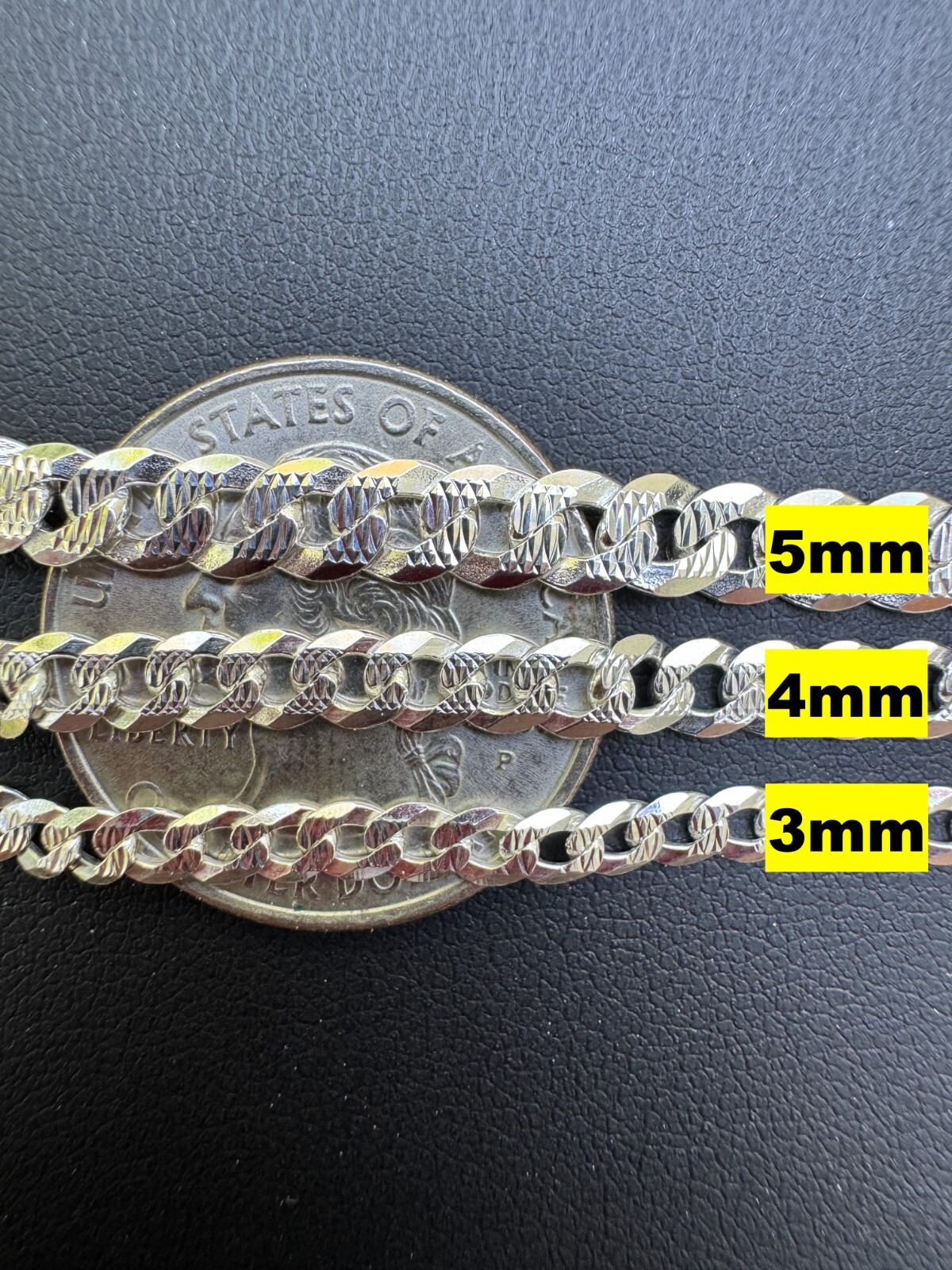 Solid 925 Silver Diamond Cut Flat Miami Curb Cuban Link Chain Necklace 3-11mm