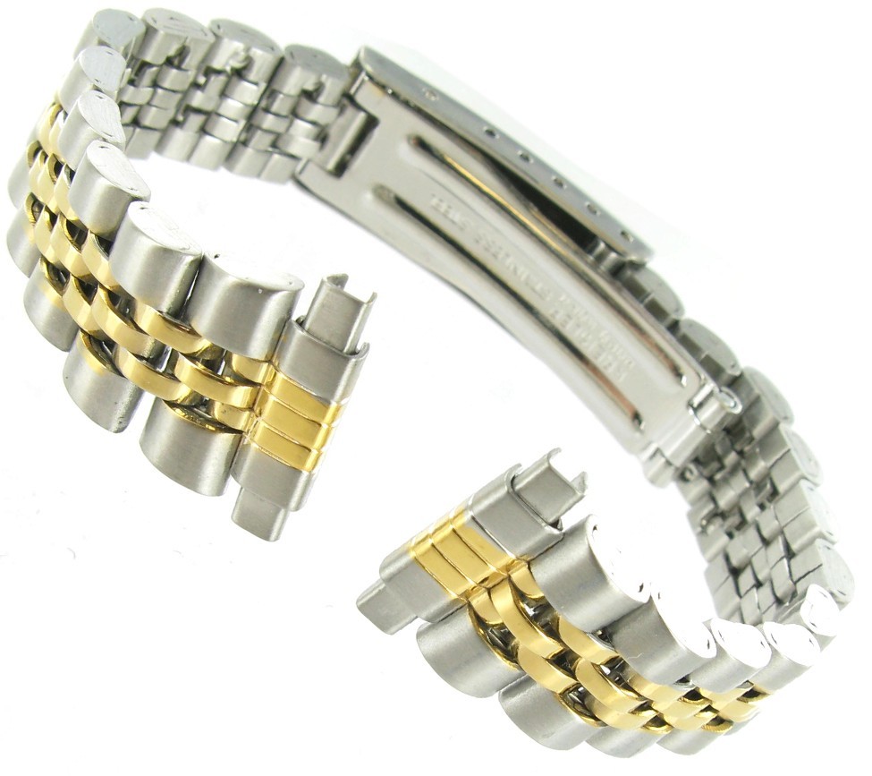 12-15mm Kreisler Silver & Gold Two Tone Stainless Steel Ladies Clasp Band BOGO!