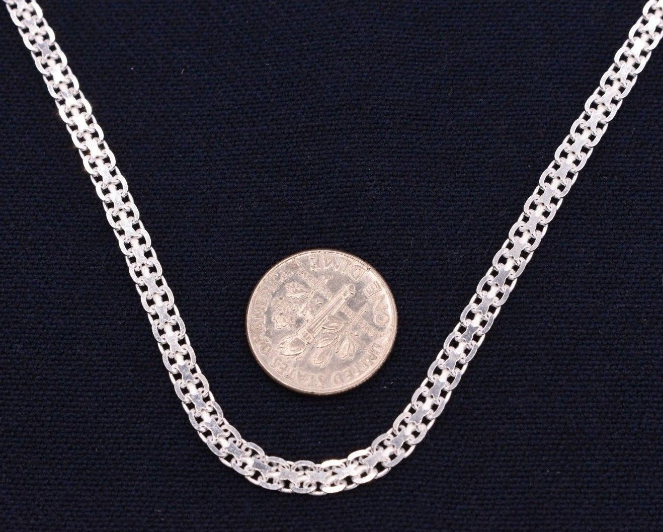 3.5mm Diamond Cut Bismark Bizmark Chain Necklace Real Sterling Silver 925 Italy