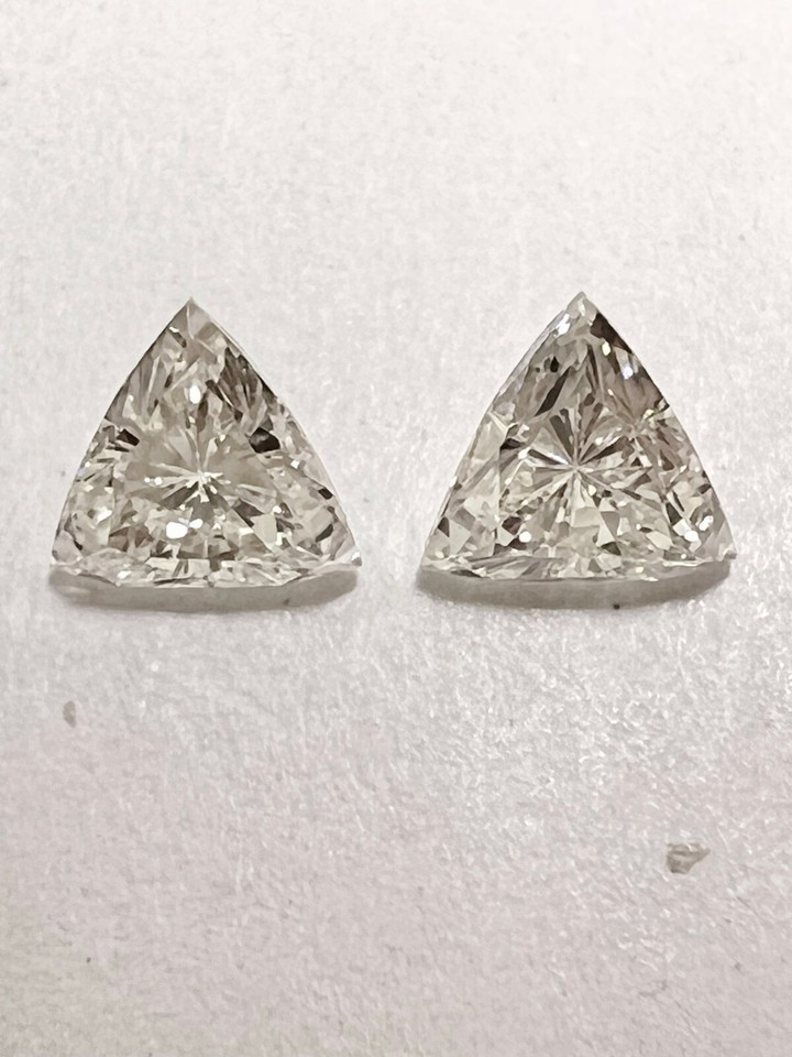 4TCW Trillion GRA Certified Real Moissanite Stud Earring 14k White Gold Plated