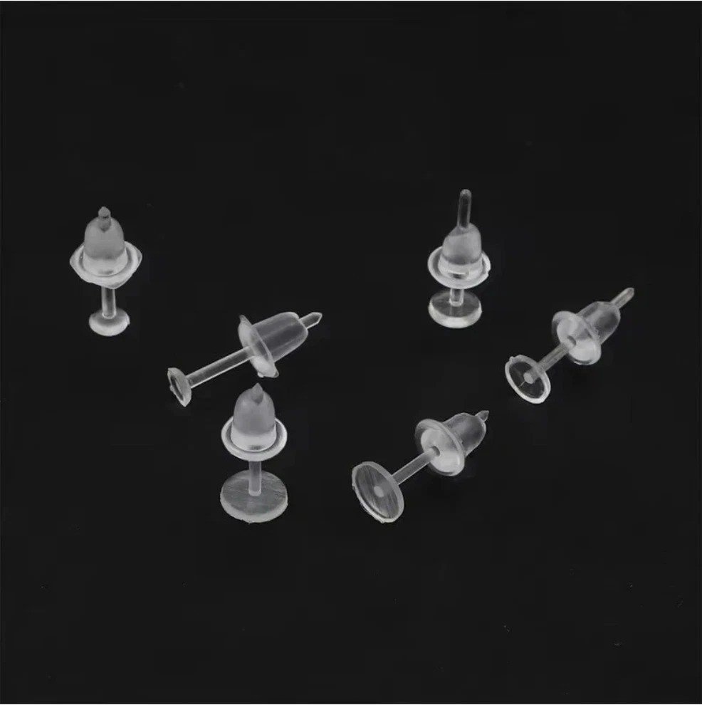 100× Clearplastic/Acrylic Transparent/Clear Earrings Work/School Invisible Stud