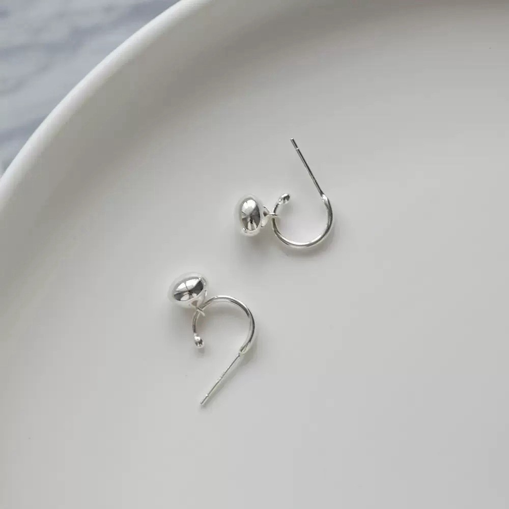 925 Silver Geometric Drop Huggie Hoop Earrings 10mm Small Dangle Earrings A52