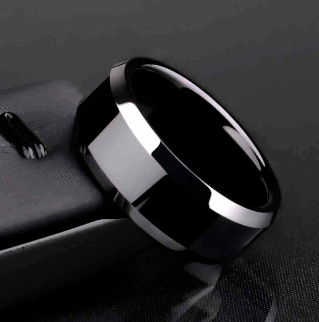 Men Black Stainless Titanium Color Ring Wedding Lover Couple Rings Women 7-12