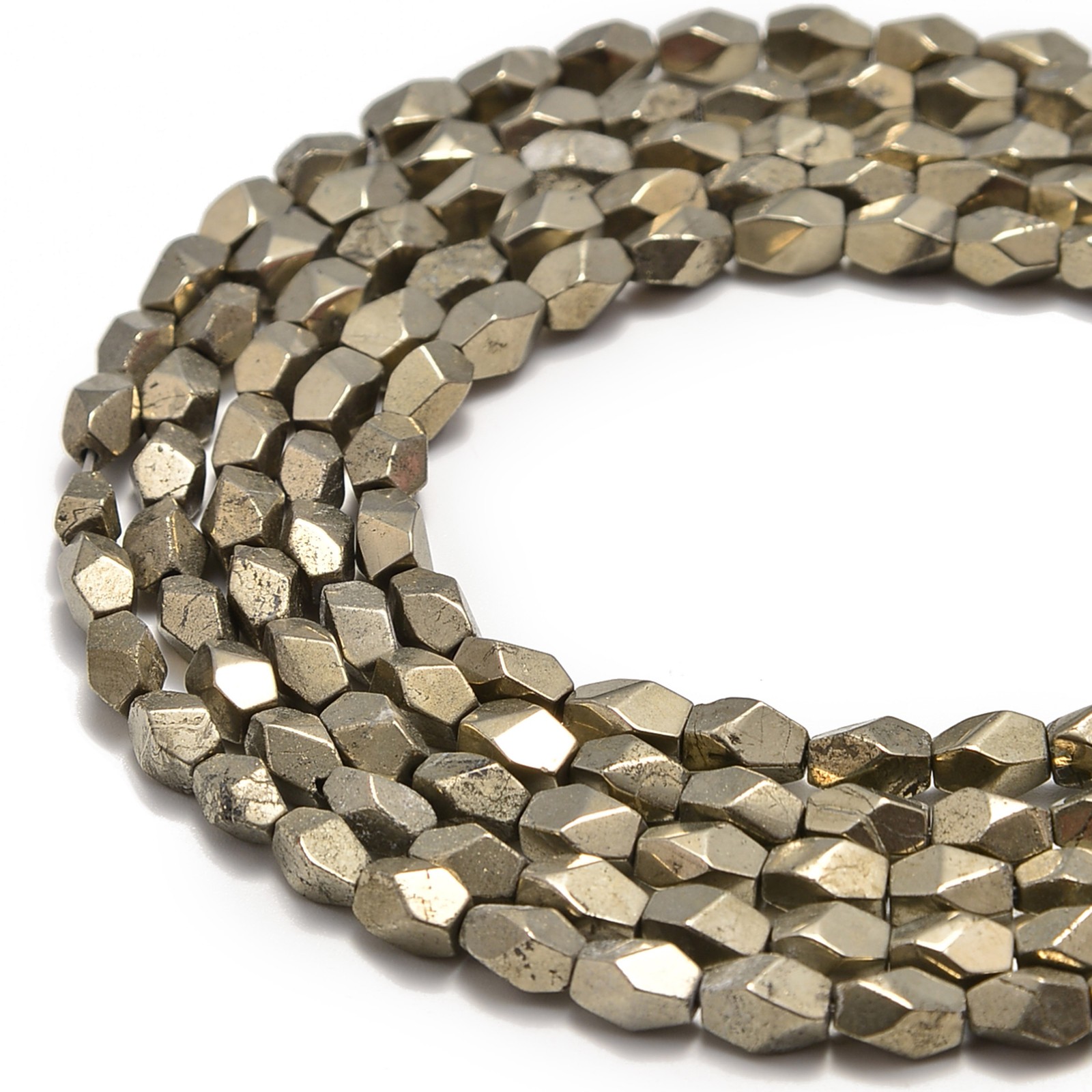 Pyrite Faceted Irregular Nugget Beads Size 5x7mm 15.5″ Strand