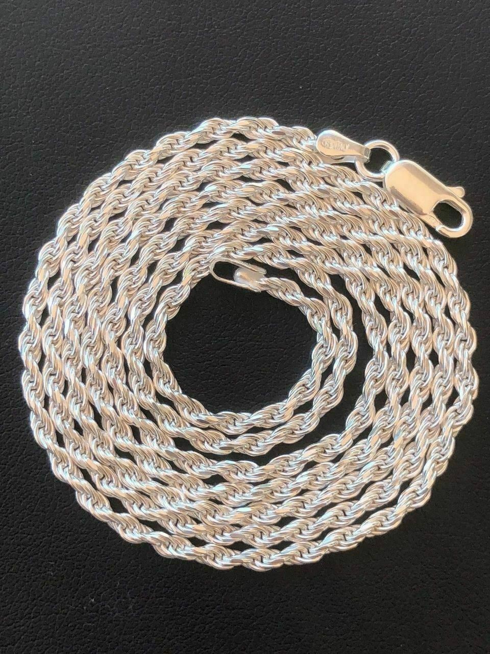 Solid 925 Sterling Silver Rope Chain MADE IN ITALY Men’s Women’s 2.5mm 16-30″