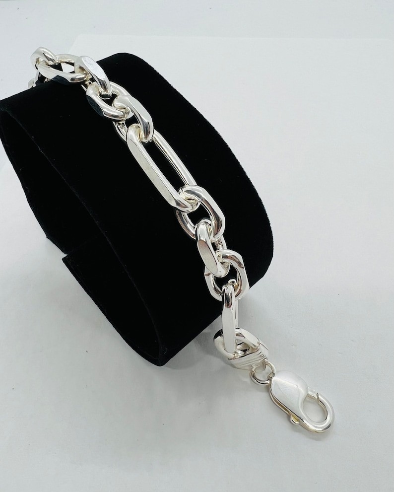 925 Sterling Silver Solid Men’s Cable Link Chain Bracelet Size 5 To 9 Inch