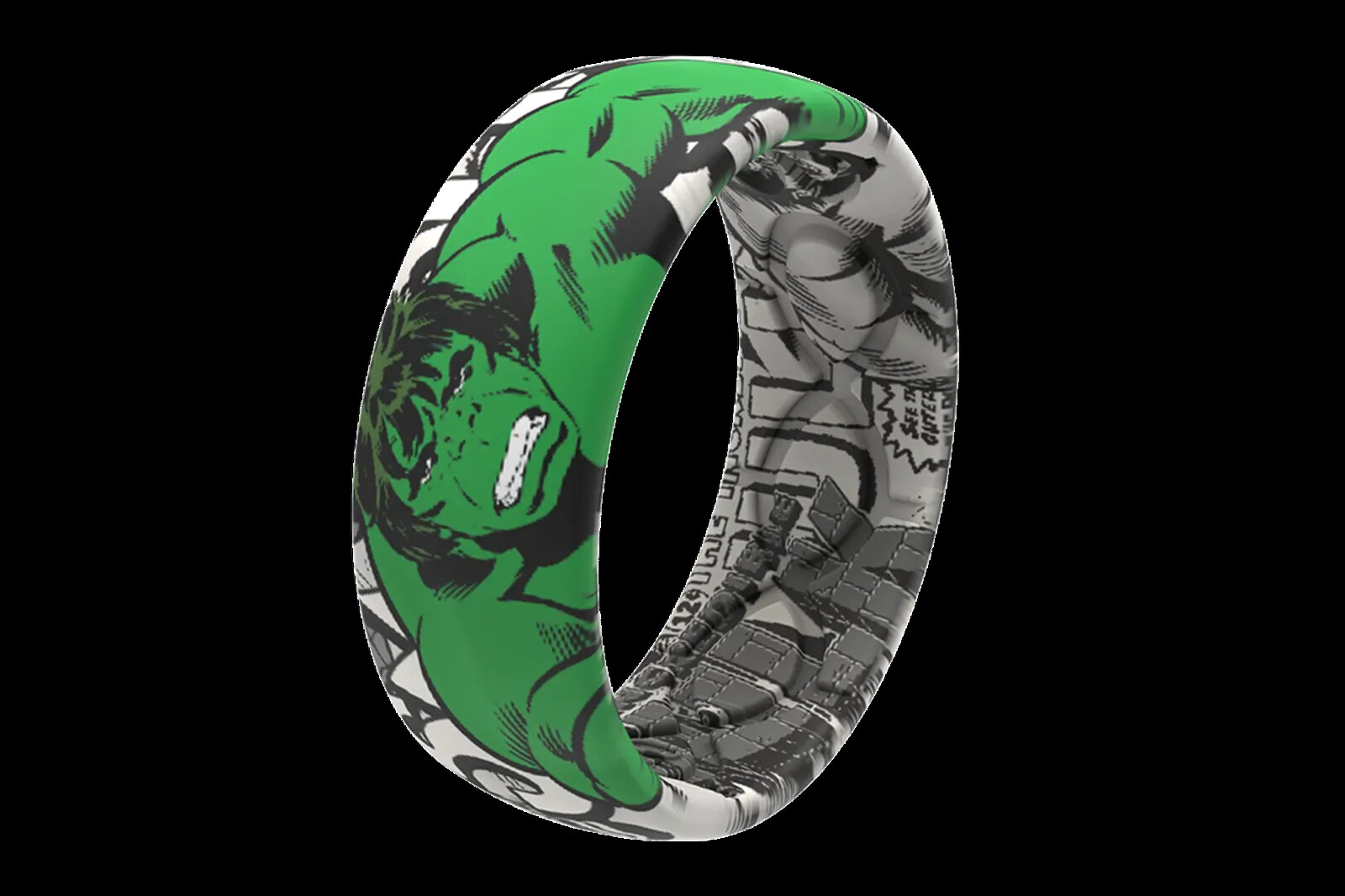 Marvel Groove Life “Hulk Black & White Comic” Silicone Ring Size 12