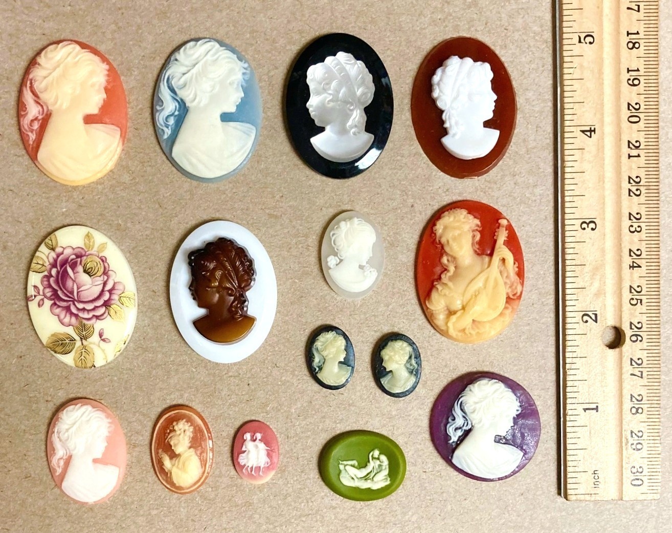 15 Vintage Assorted Resin Acrylic Cameos – DIY Jewelry Making & Repair Craft C80