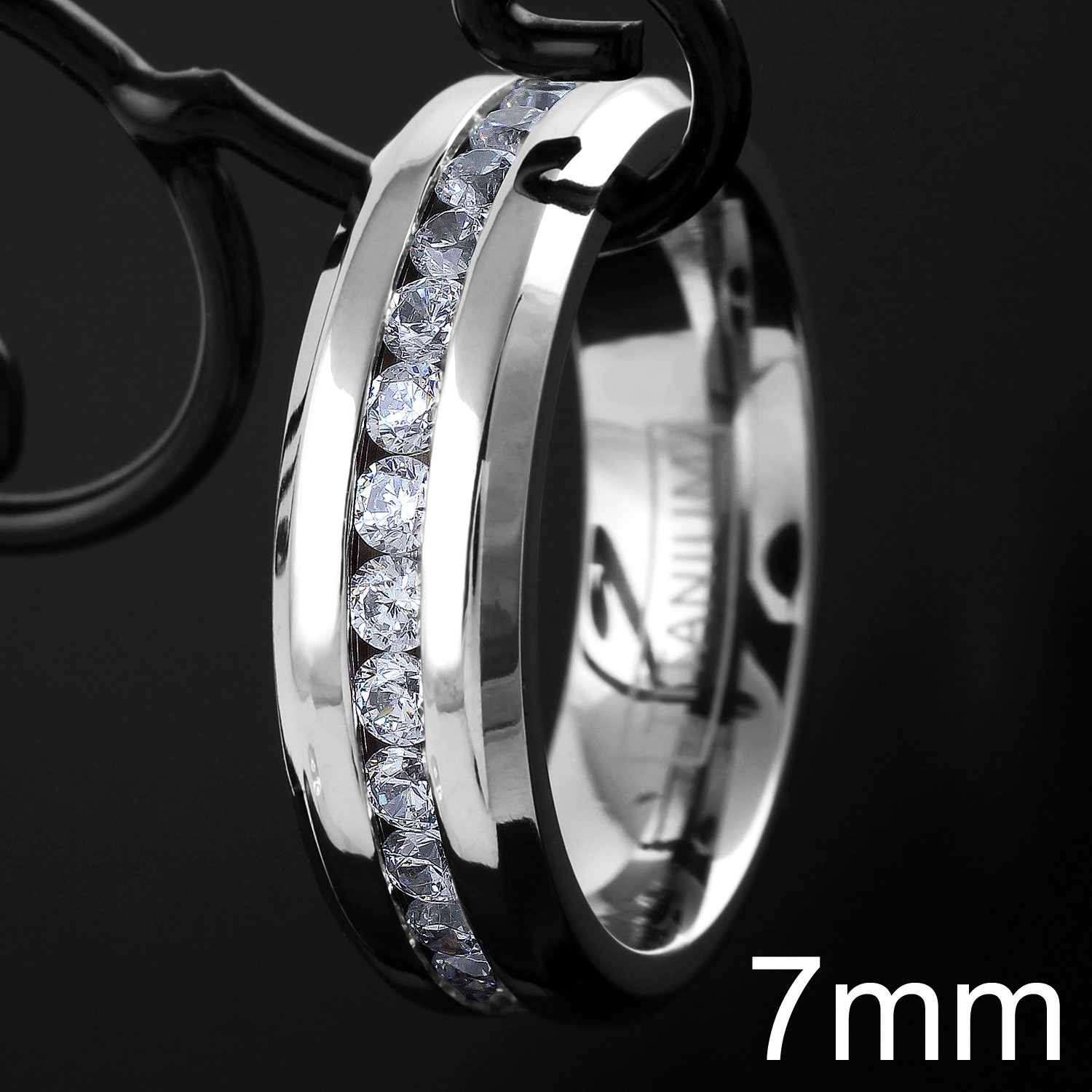 5/7mm Titanium 1.6 Carat Dazzling Eternity CZ Men’s Wedding Band Ring Size 5-15