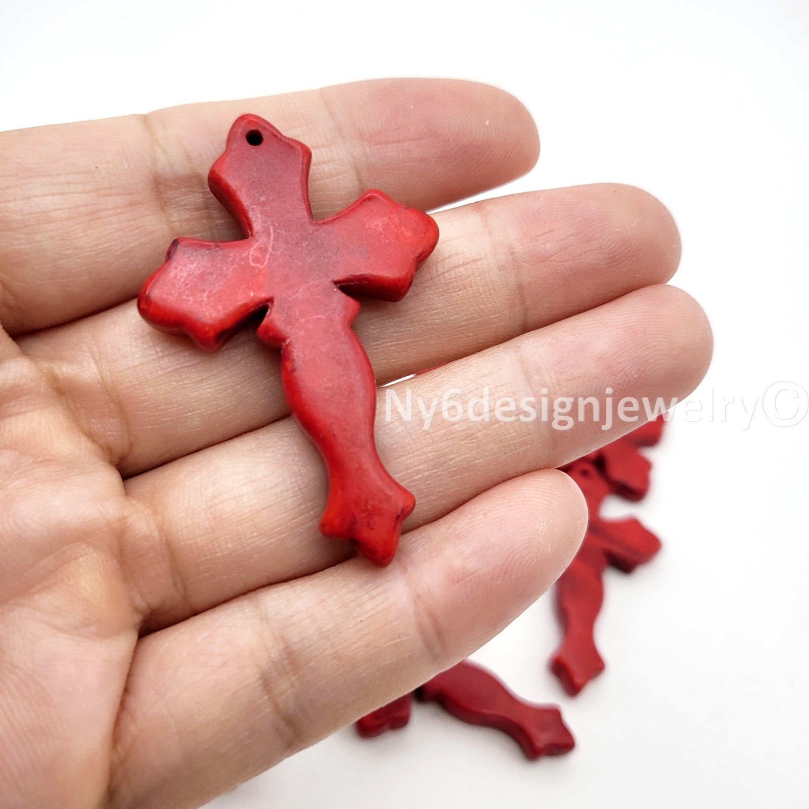 29x44mm Multicolor Cross Gemstone Bead Howlite Magnesite Turquoise Cross Pendant