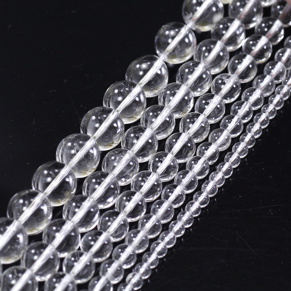 Natural Crystal Quartz Round Spacer Loose Bead 15″ 3 4 6 8 10 12 Jewelry Making