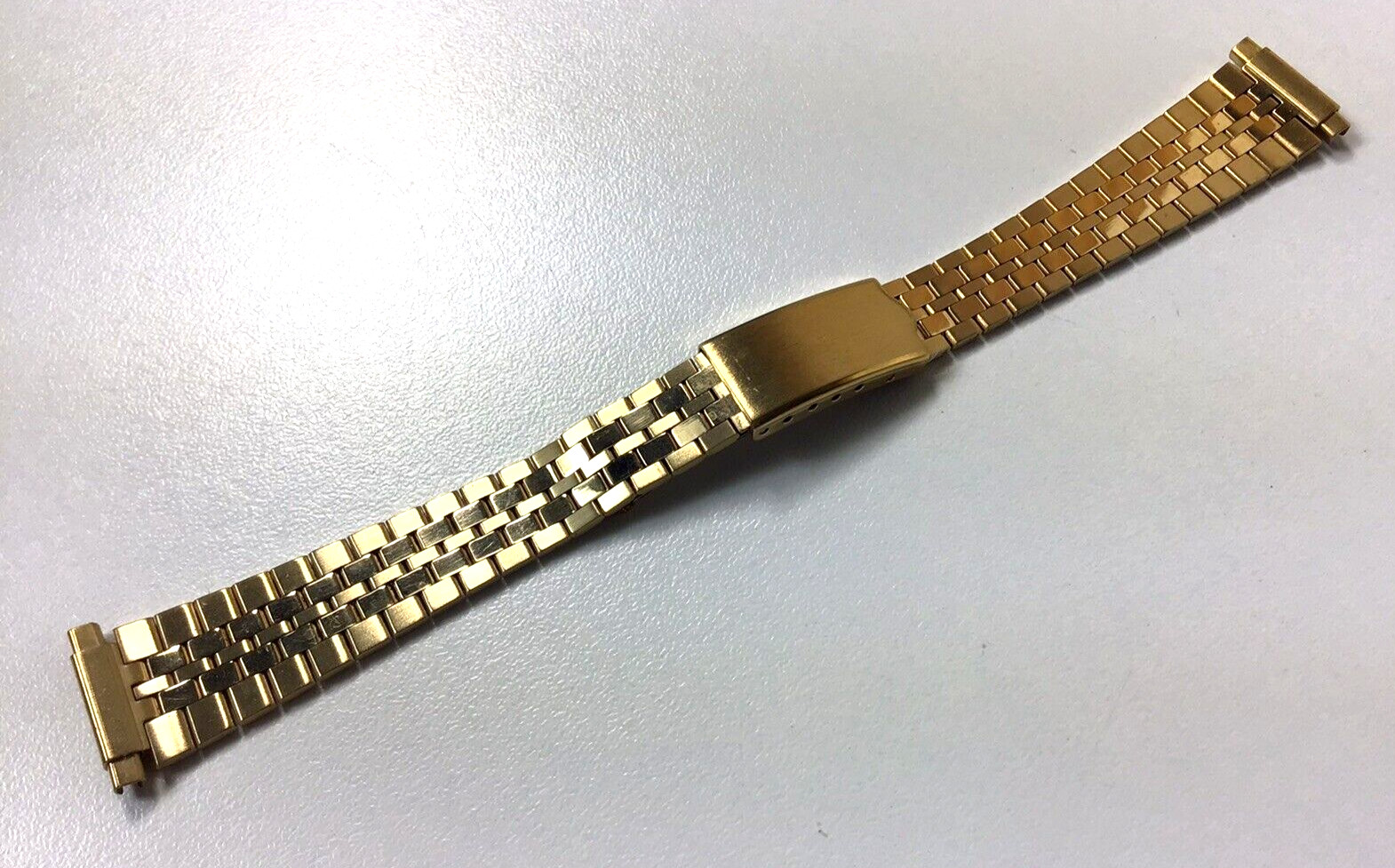 NOS 12-15mm Speidel Gold Tone Ladies Trifold Watch Band ~ Hong Kong