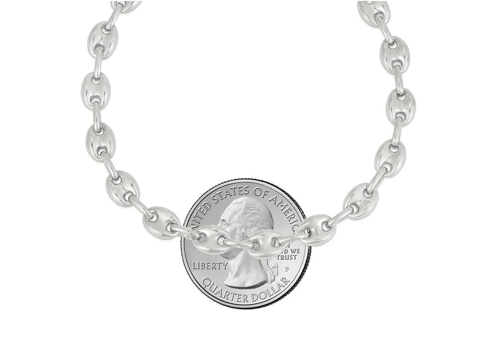 925 Solid Sterling Silver 6MM Puffed Mariner Chain Link Bracelet 7″ and 8″