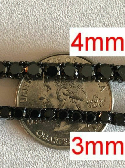 13.95 Ctw Lab Created Round Black Diamond Black Rhodium Tennis Unisex Necklace.