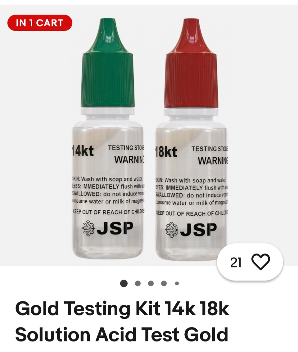 Gold Testing Kit 10k 14k 18k 22k Solutions Acids + Scratch Stone Test