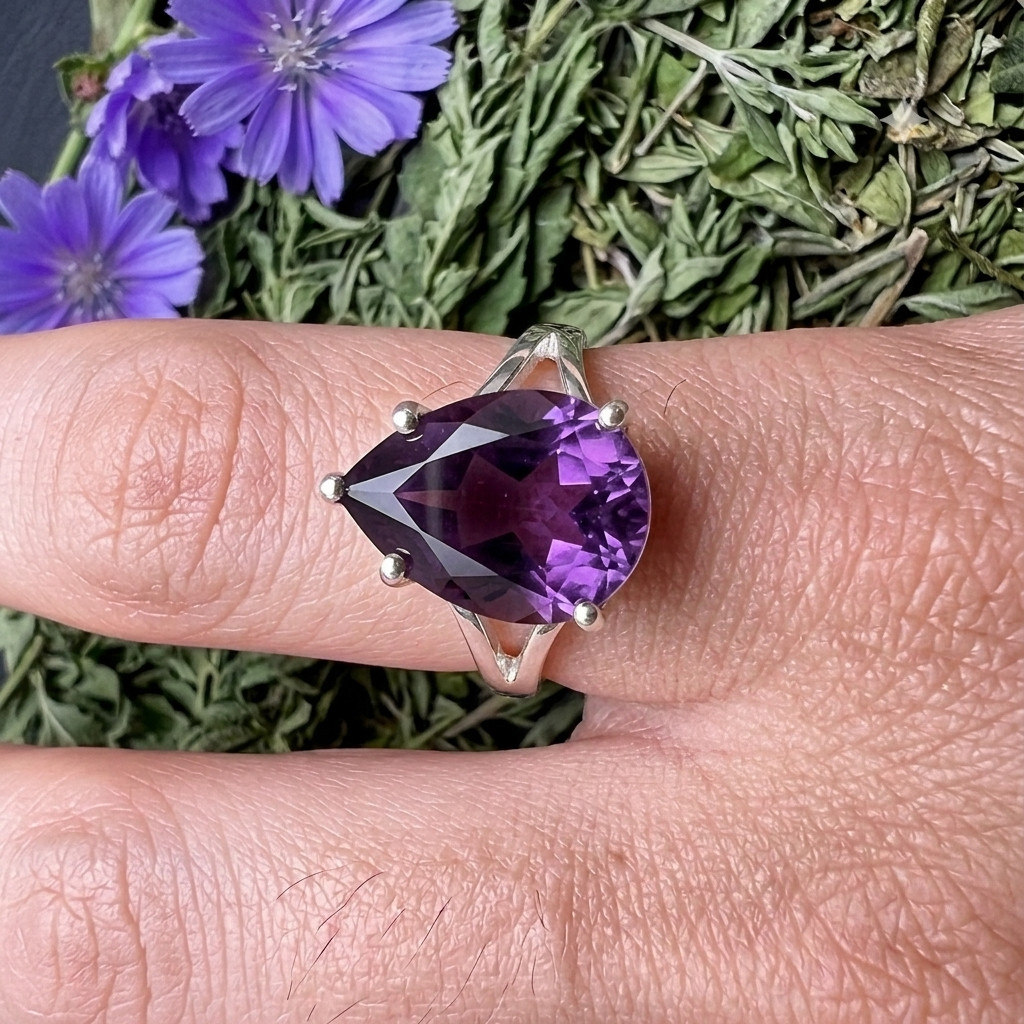 African Amethyst Gemstone Handmade 925 Sterling Silver Jewelry Ring All Size