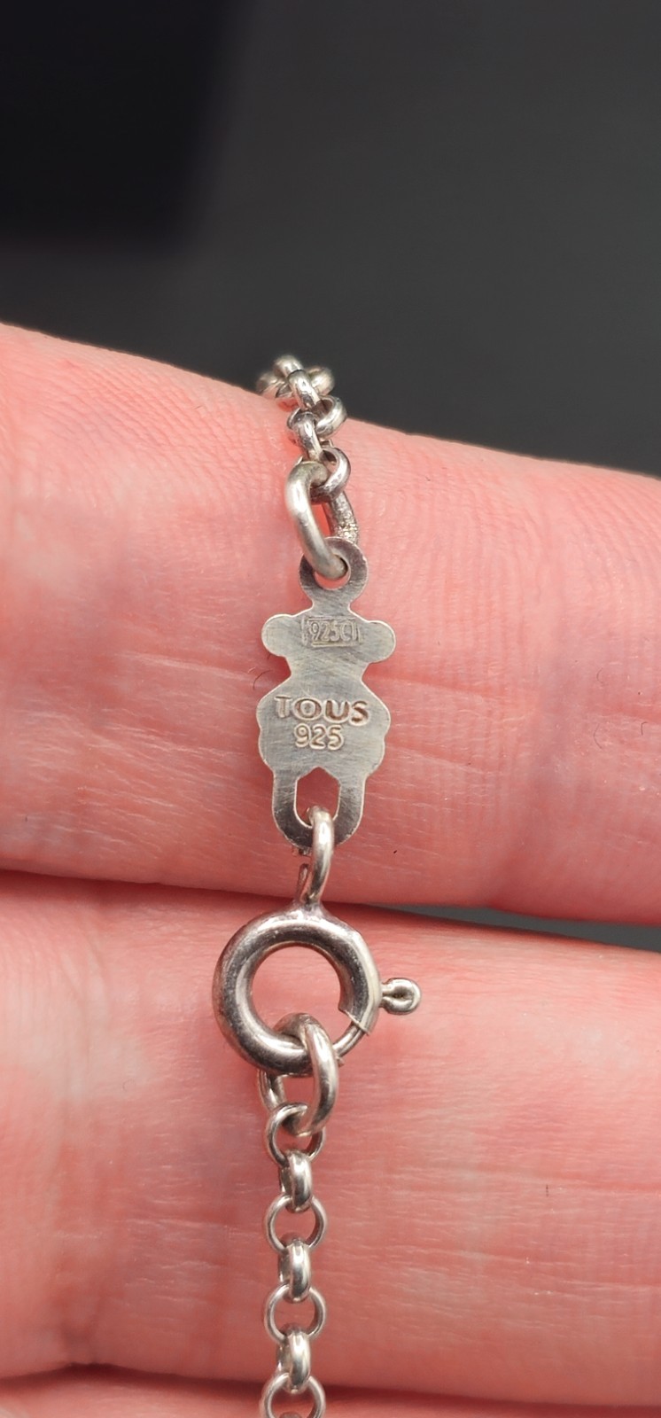 TOUS 925 Sterling Silver Enamel Teddy Bear Pendant Necklace Multicolor Spain