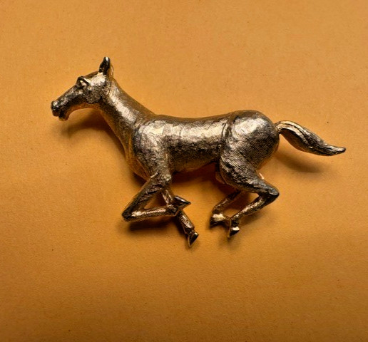 Vintage Marcel Boucher Brooch Pin Galloping Horse Gold Tone