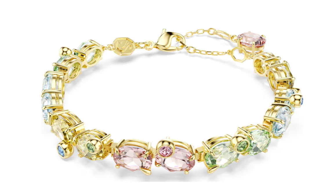 Swarovski Gema Rainbow Crystal Bracelet 18K Gold Finish for Women