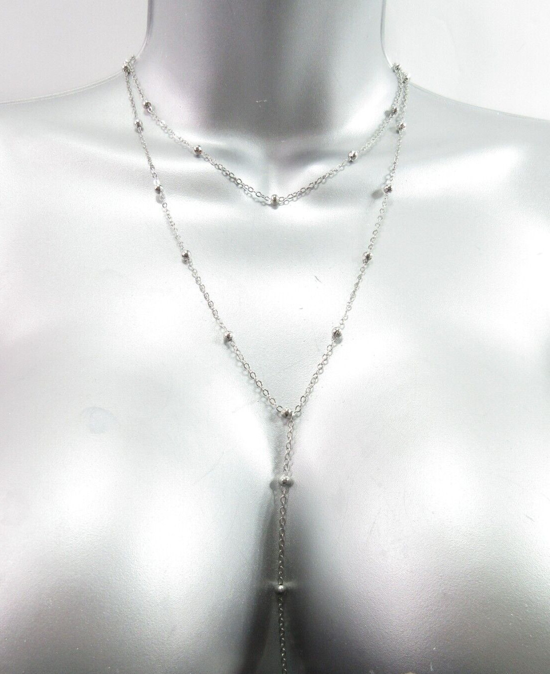 Dainty Lariat Necklace Choker Beaded Station Layered Y Drop Tassel Chain Sparkle
