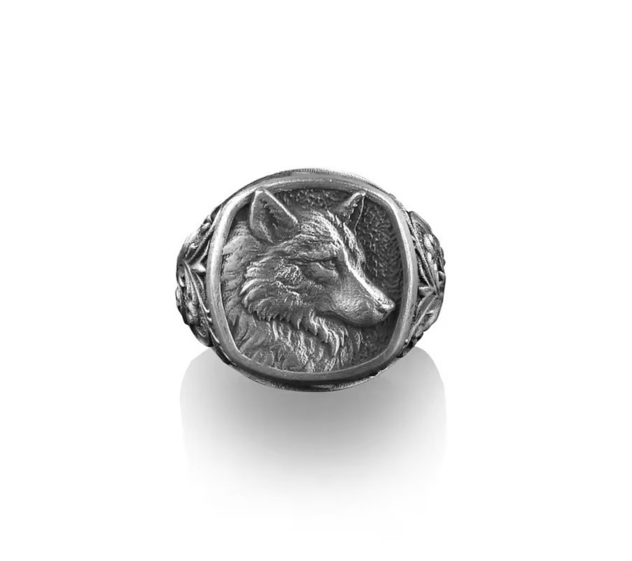 Gothic Wolf Men’s Signet Ring 925 Sterling Silver Handmade Ring Duty free